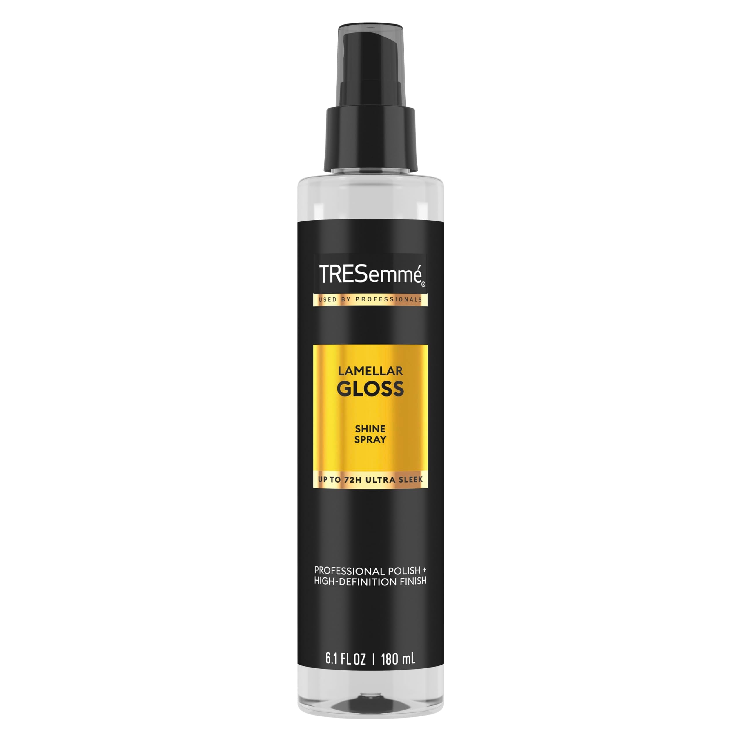 TRESemmé Lamellar Gloss Shine Spray bottle delivering salon-gloss finish.