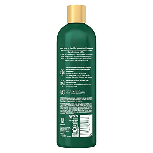 TRESemmé coconut droplets bottle showing hydration for visibly healthier strands.