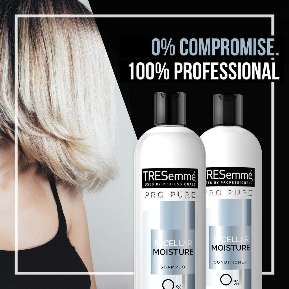 TRESemmé Pro Pure Dye-Free bottle highlights silicone-free formula.