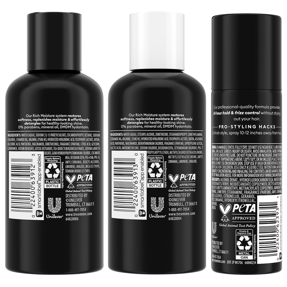 TRESemmé Rich Moisture Conditioner bottle delivering smooth detangled hair