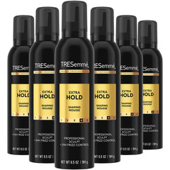 TRESemmé Shaping Mousse 6-pack packaging showcases salon-ready styling options