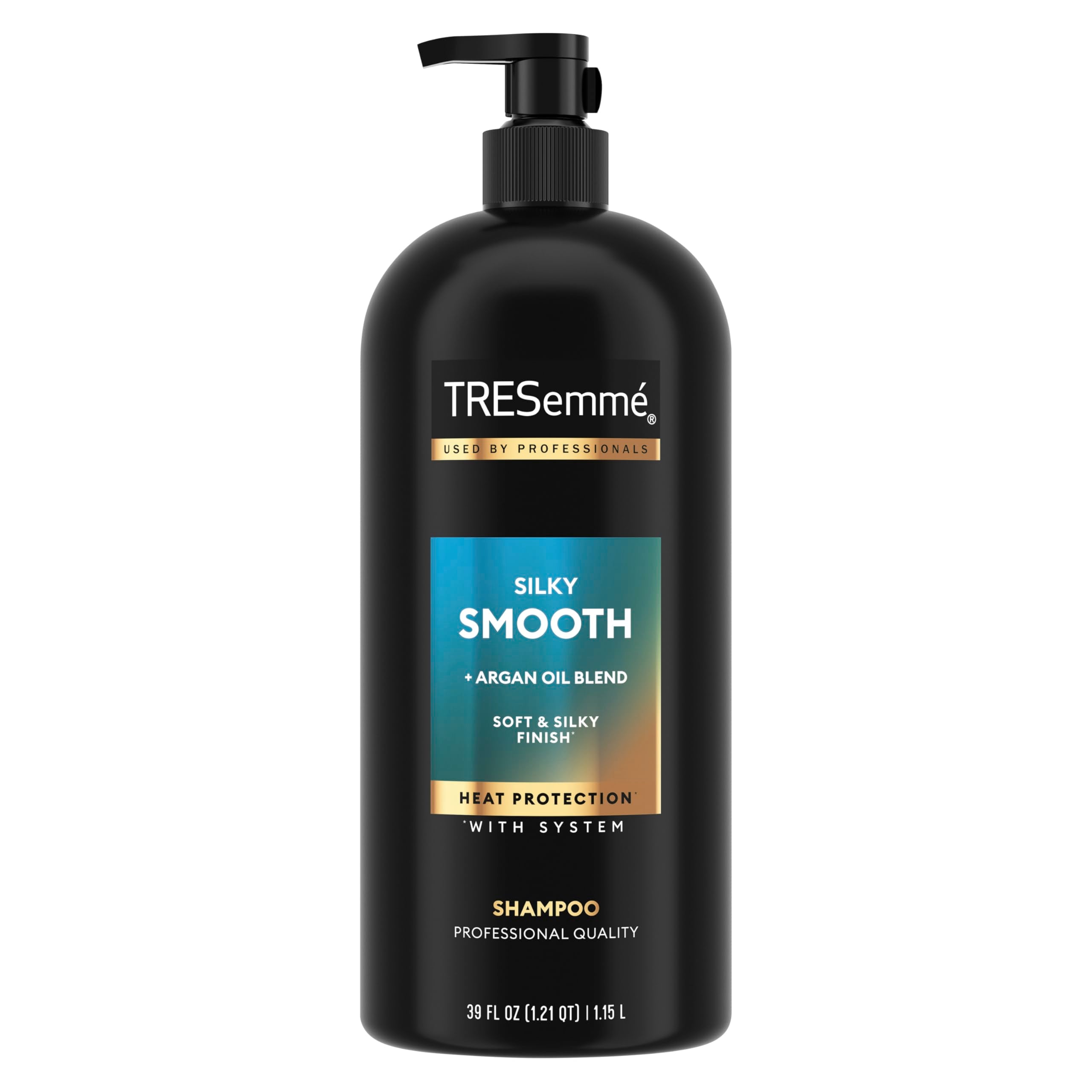 TRESemmé Smooth and Silky shampoo pump bottle for easy daily use and moisturized hair