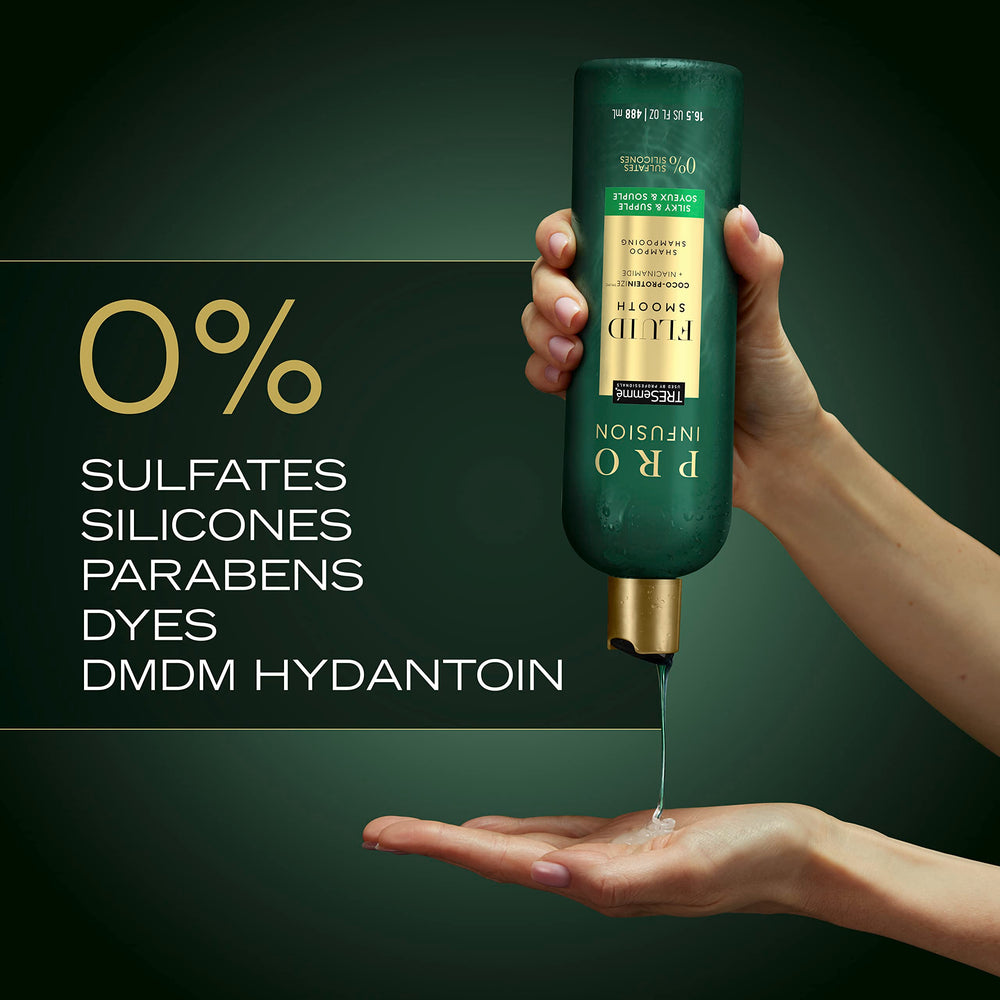 TRESemmé sulfate-free packaging emphasizes gentle cleansing for all hair types.
