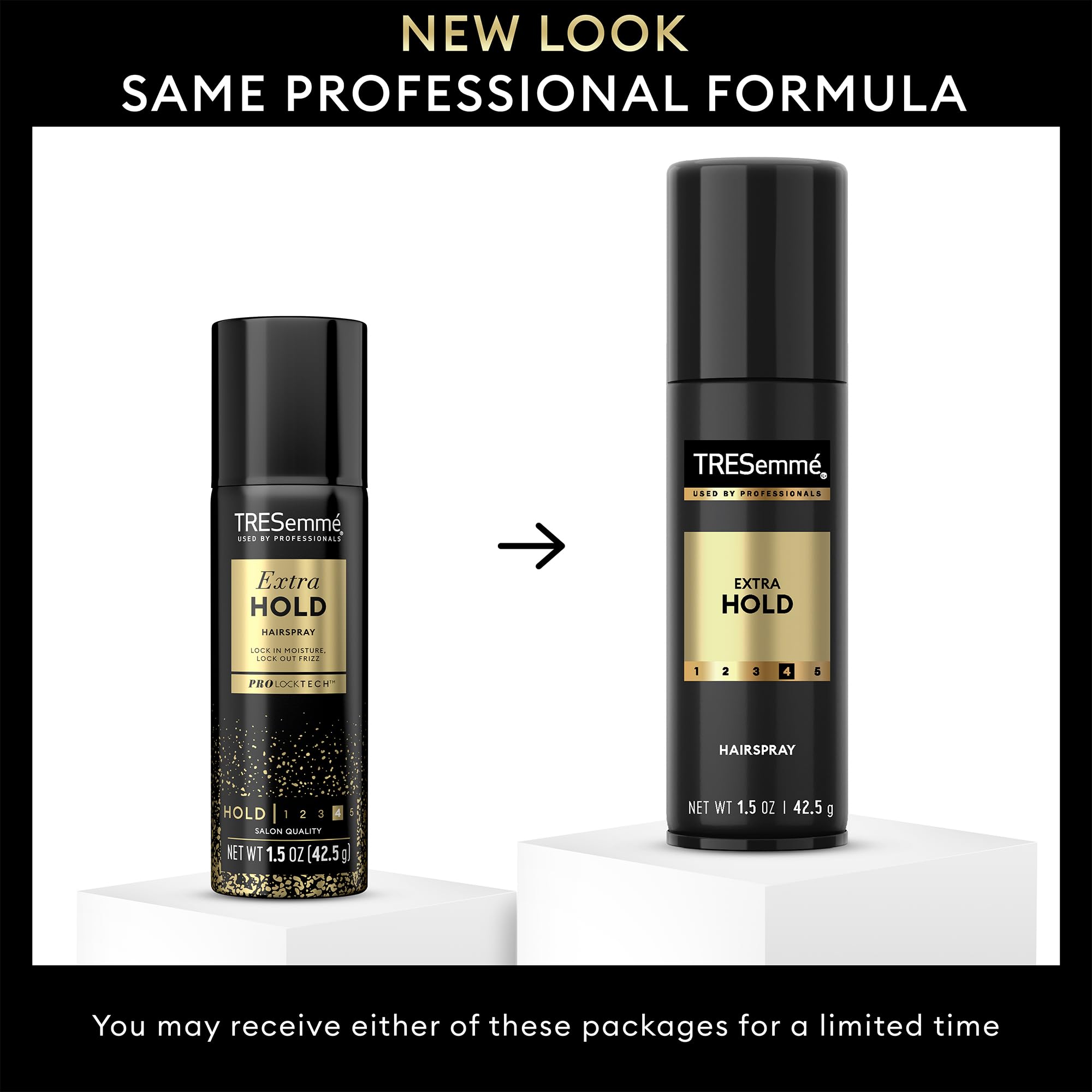 TRESemmé travel size hairspray shows water-free formula to keep hair soft.