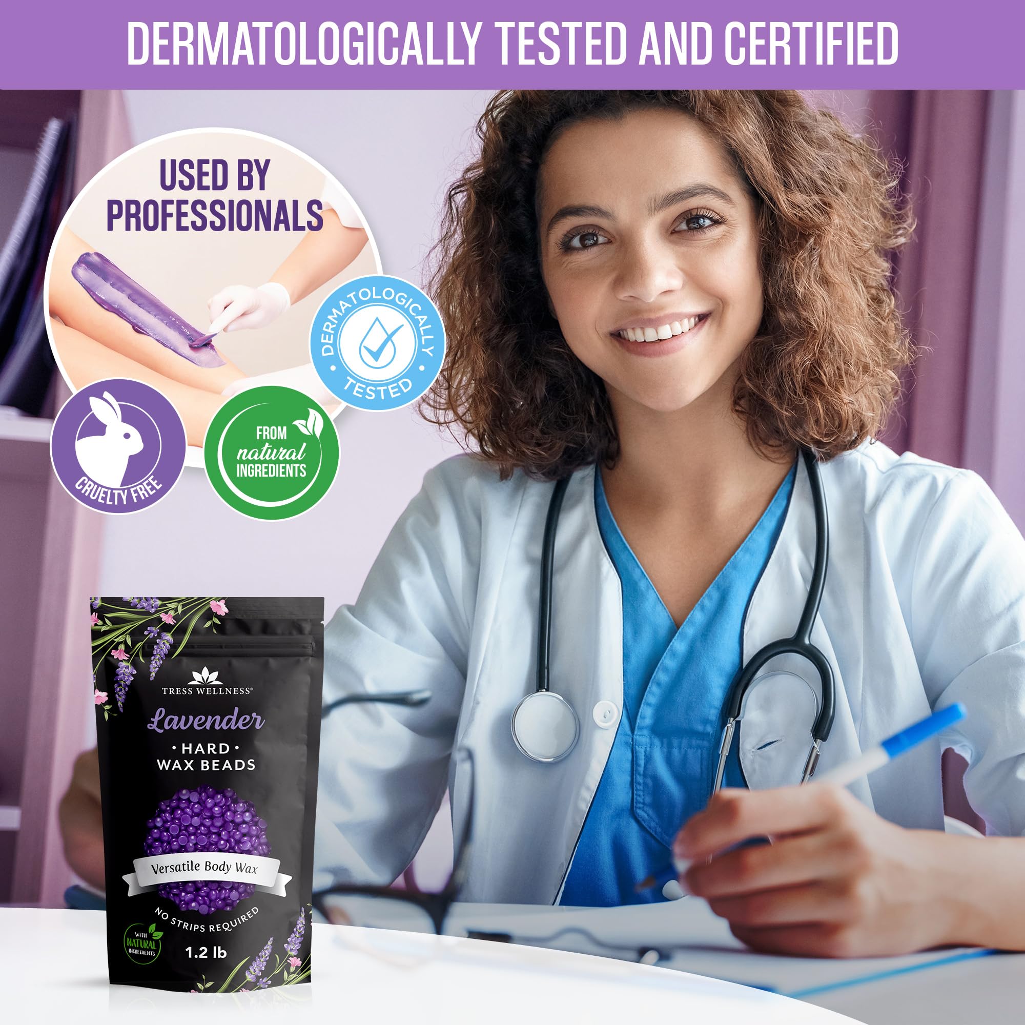 Tress Wellness easy-glide wax application for a smoother home waxing experience.