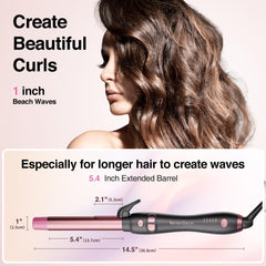 Tresses Touch automatic curling iron in action with dual-direction curling for balanced waves.