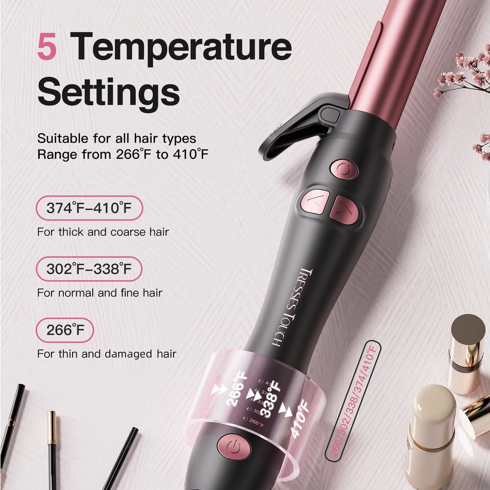 Tresses Touch auto-rotation enhances even curls without tugging or snagging.
