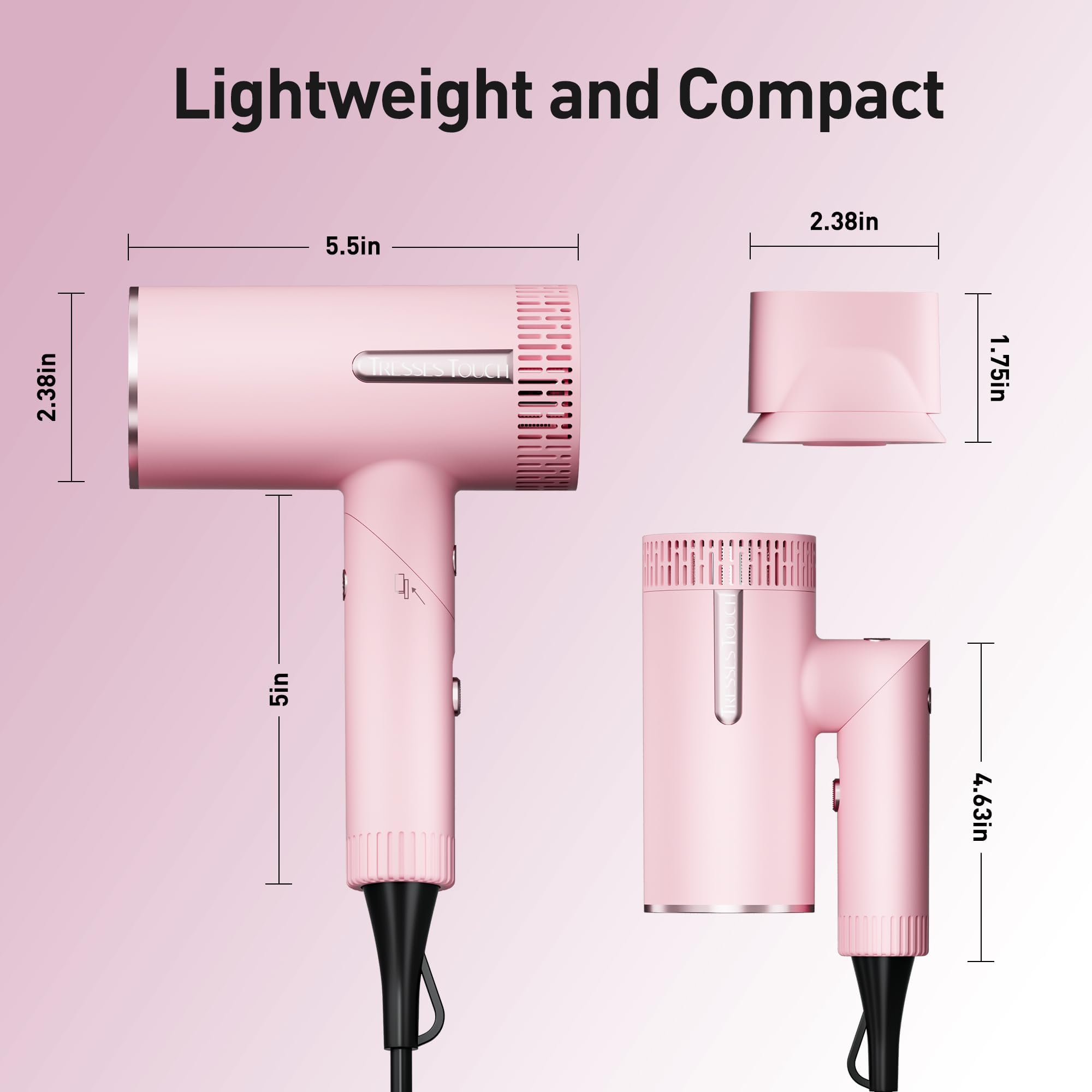 Tresses Touch folded design enables compact storage and travel convenience.