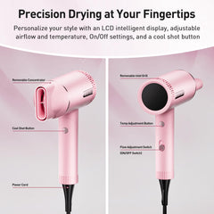 Tresses Touch magnetic nozzle for precise directional styling.