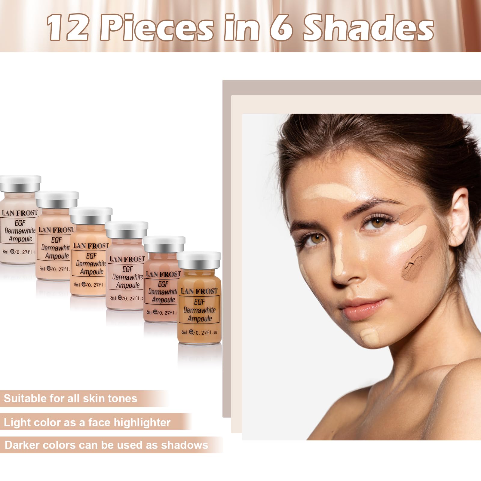 TRESSON BB color swatches showing six shades for even skin tone