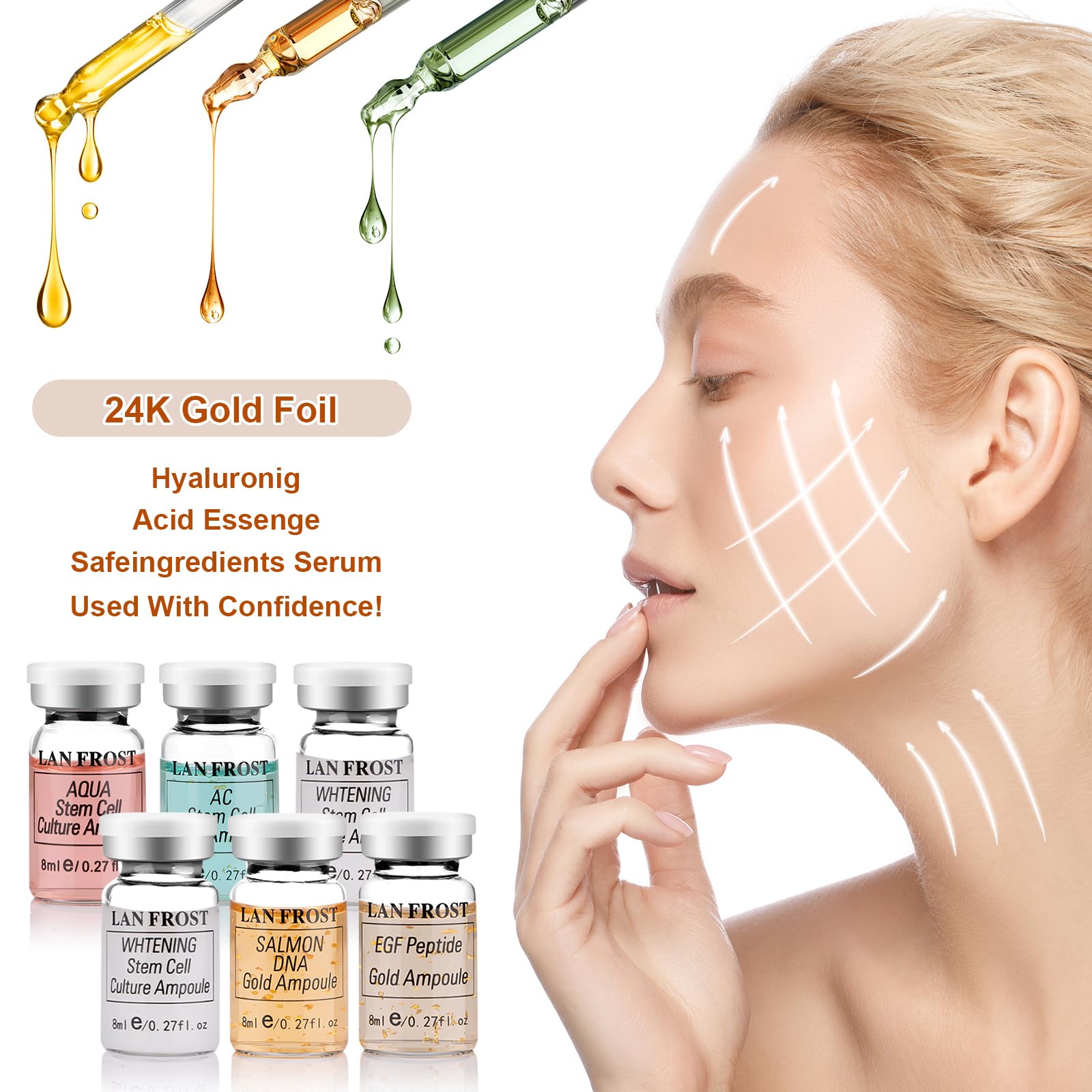 Close-up of 24K gold foil hyaluronic acid in the BB formula