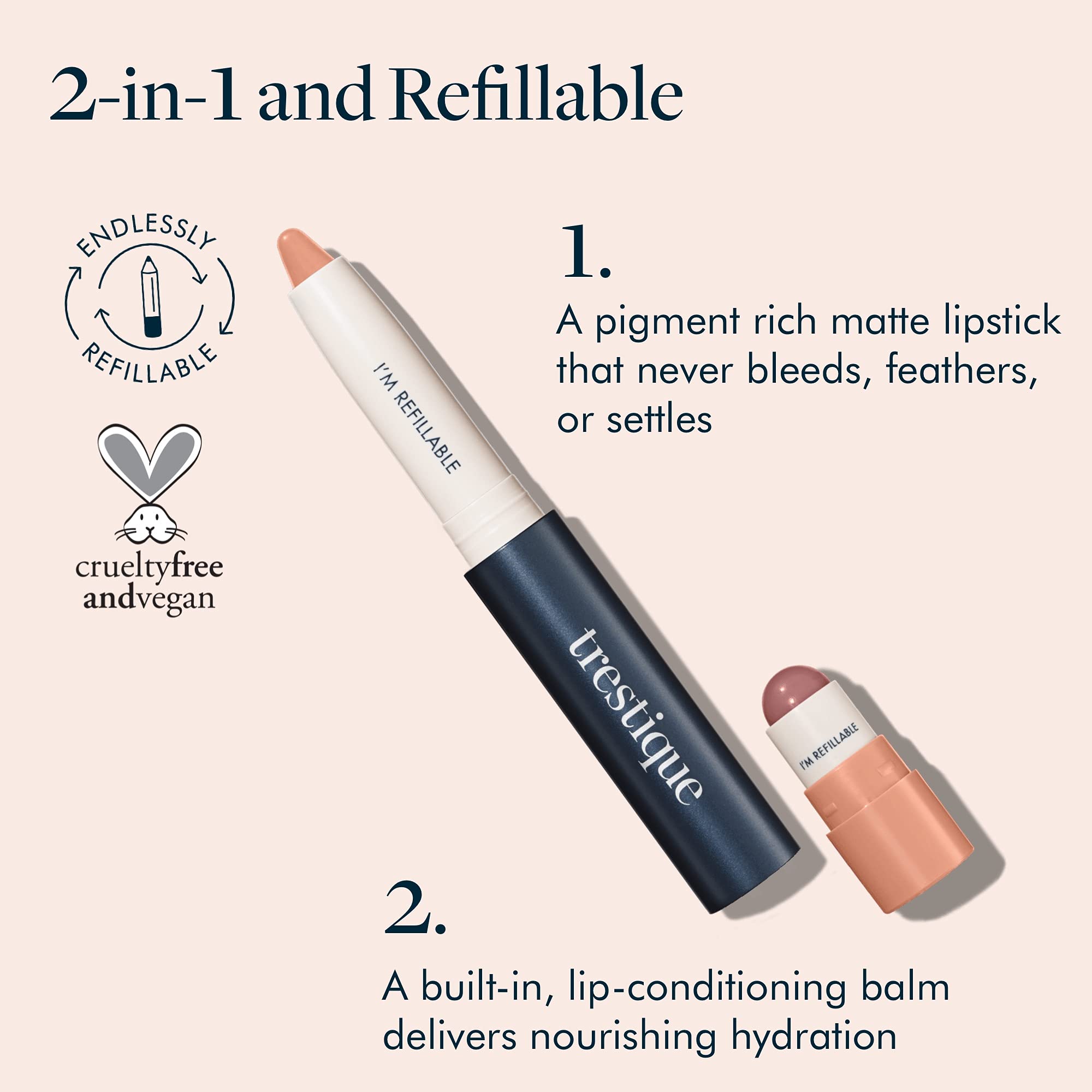TRE'STIQUE Belize Bordeaux lip crayon with Forever Case showing refillable beauty system.