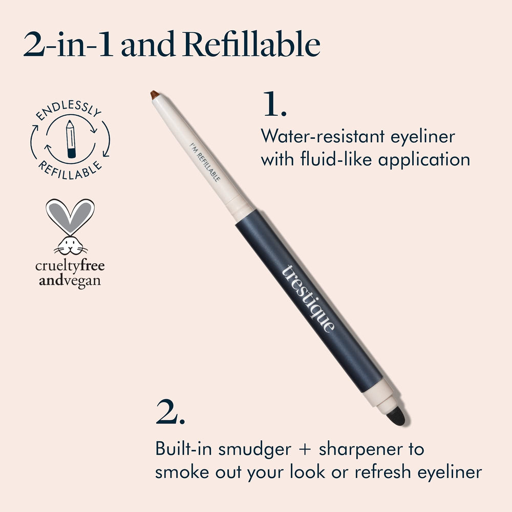 TRE'STIQUE Eyeliner glides on smoothly for effortless lash-line precision.