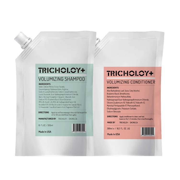 Tricholoy+ volumizing shampoo set front view for fuller hair