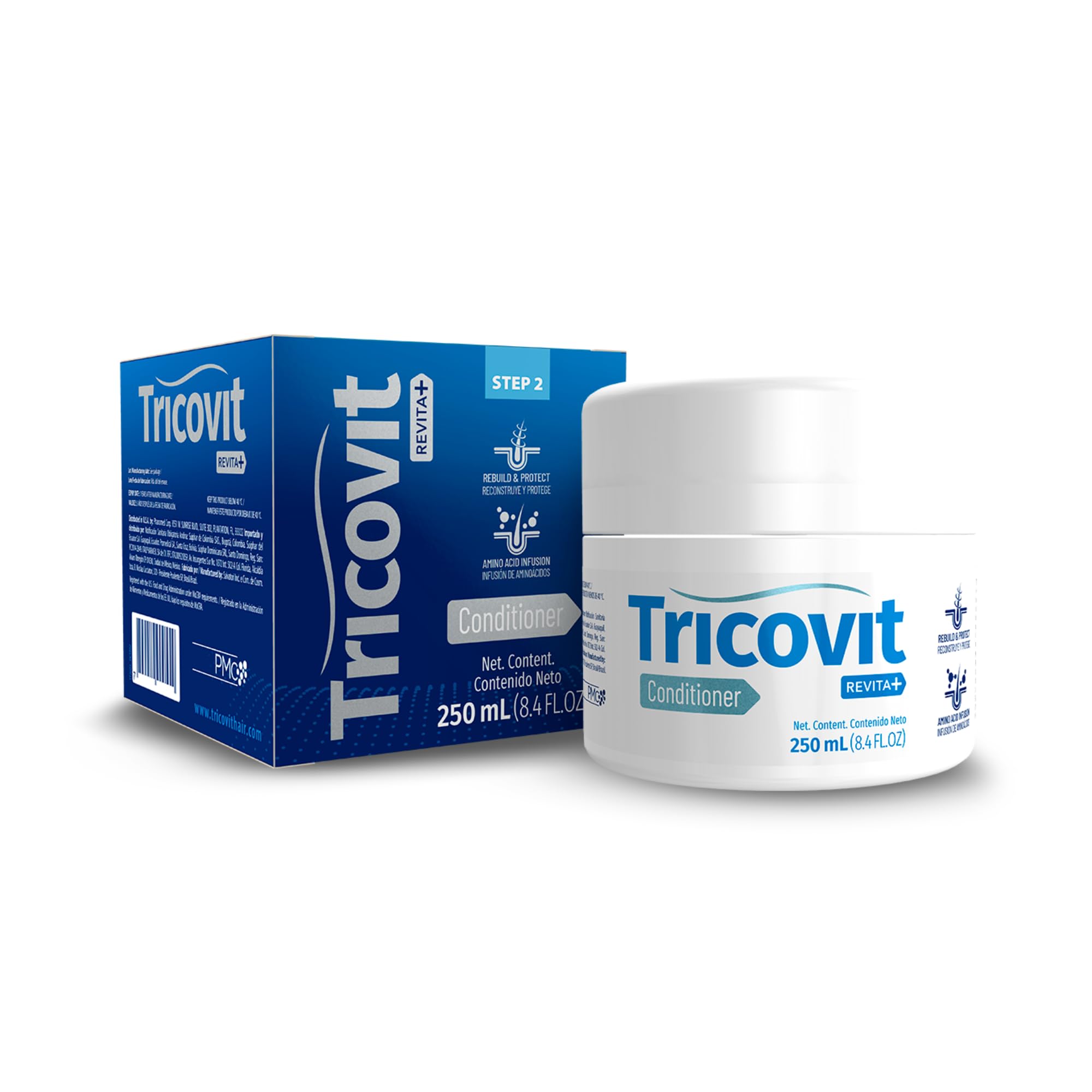 Tricovit Revita+ conditioner bottle front for smoother, shinier hair