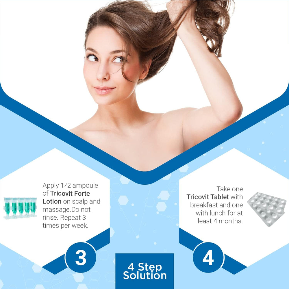 Tricovit vegan sulfate-free badge communicates cruelty-free, color-safe formulation.
