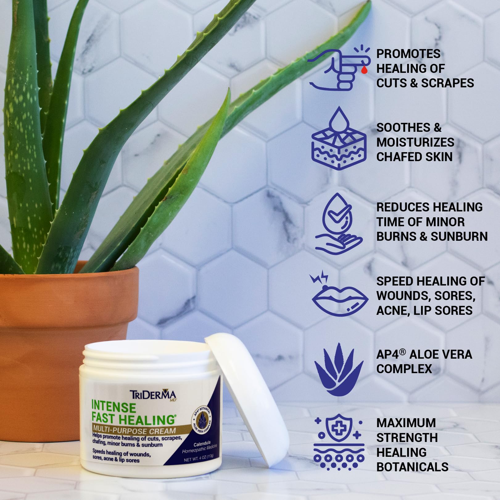 TriDerma Intense Fast Healing Cream on baby diaper area for gentle care.