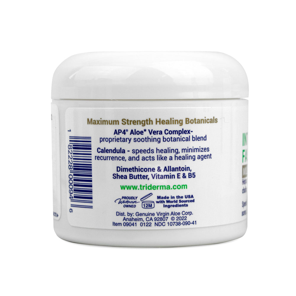 TriDerma Intense Fast Healing Cream on heel and dry skin for smoothing relief.