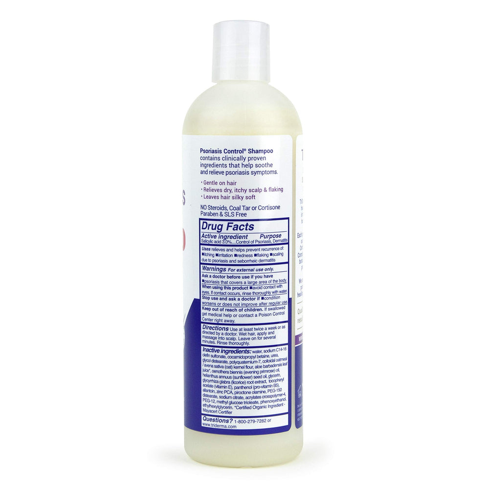 TriDerma Psoriasis Control Shampoo coal tar-free formula supports daily scalp care