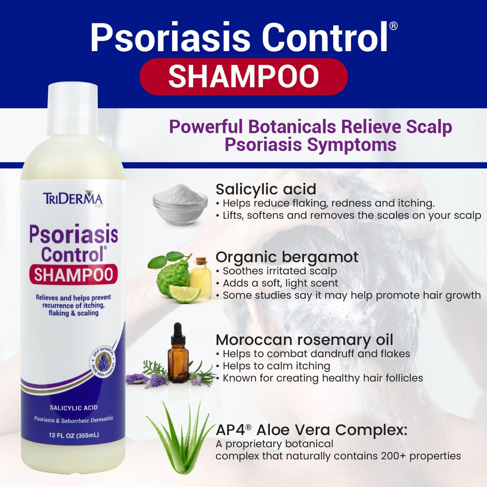 TriDerma Psoriasis Control Shampoo rosemary oil delivers soothing aroma