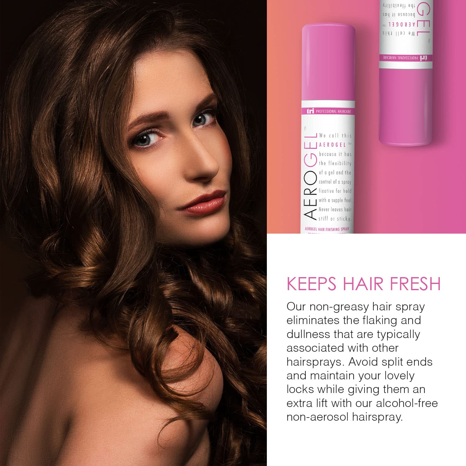 TRIDESIGN Aerogel Hairspray reduces greasiness while keeping hair fresh.
