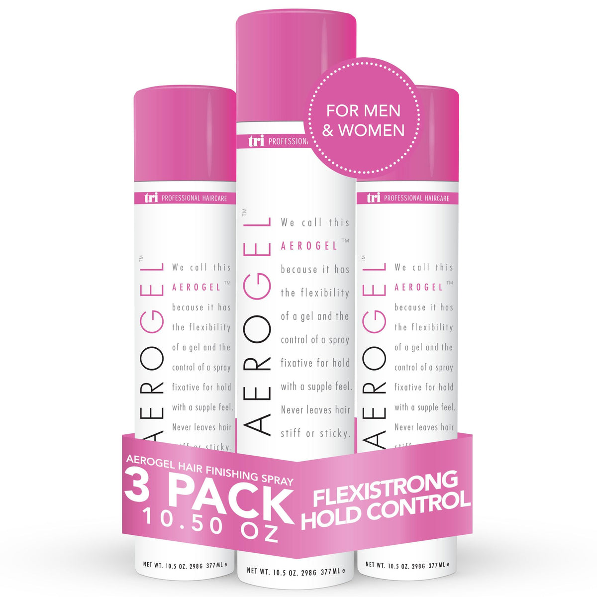TRI Design Aerogel Hairspray pack of 3 enables versatile styling with flexible hold and value.