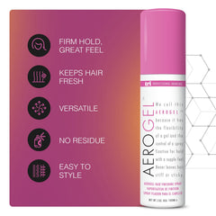 TRIDESIGN Aerogel Hairspray provides lightweight volume and lift without stiffness.