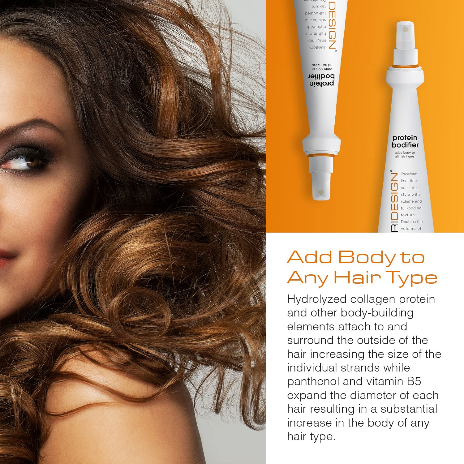 TRI Design Protein Bodifier hair-texture-closeup showcases improved texture and fullness.