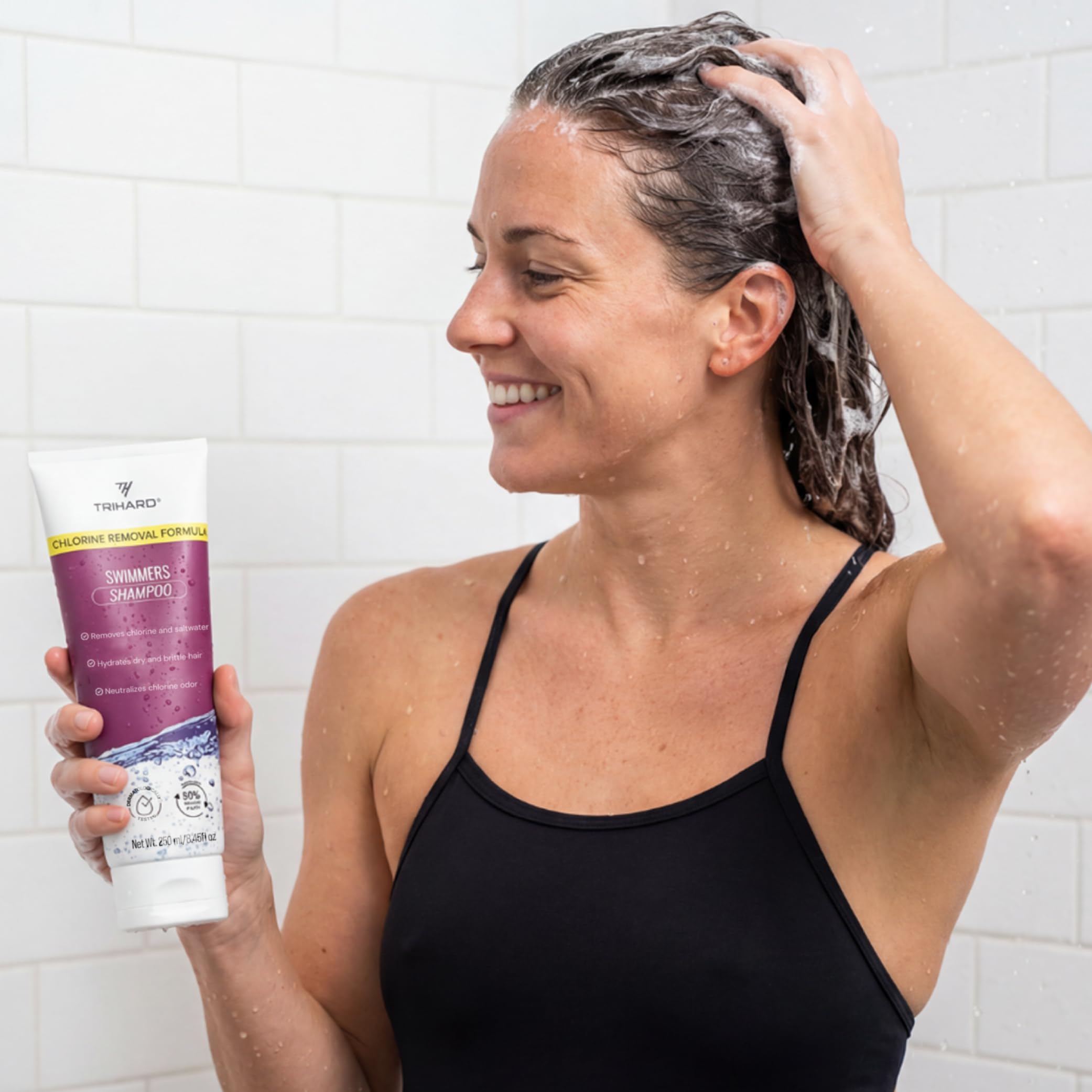 TRIHARD athlete swimmer use after training session on shower counter