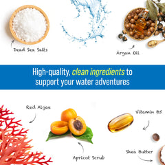 TRIHARD chlorine removal body wash foam lather cleanses skin after swimming