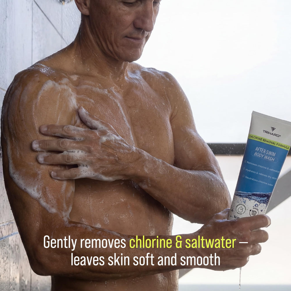 TRIHARD chlorine removal body wash pleasant scent removal neutralizes chlorine odor