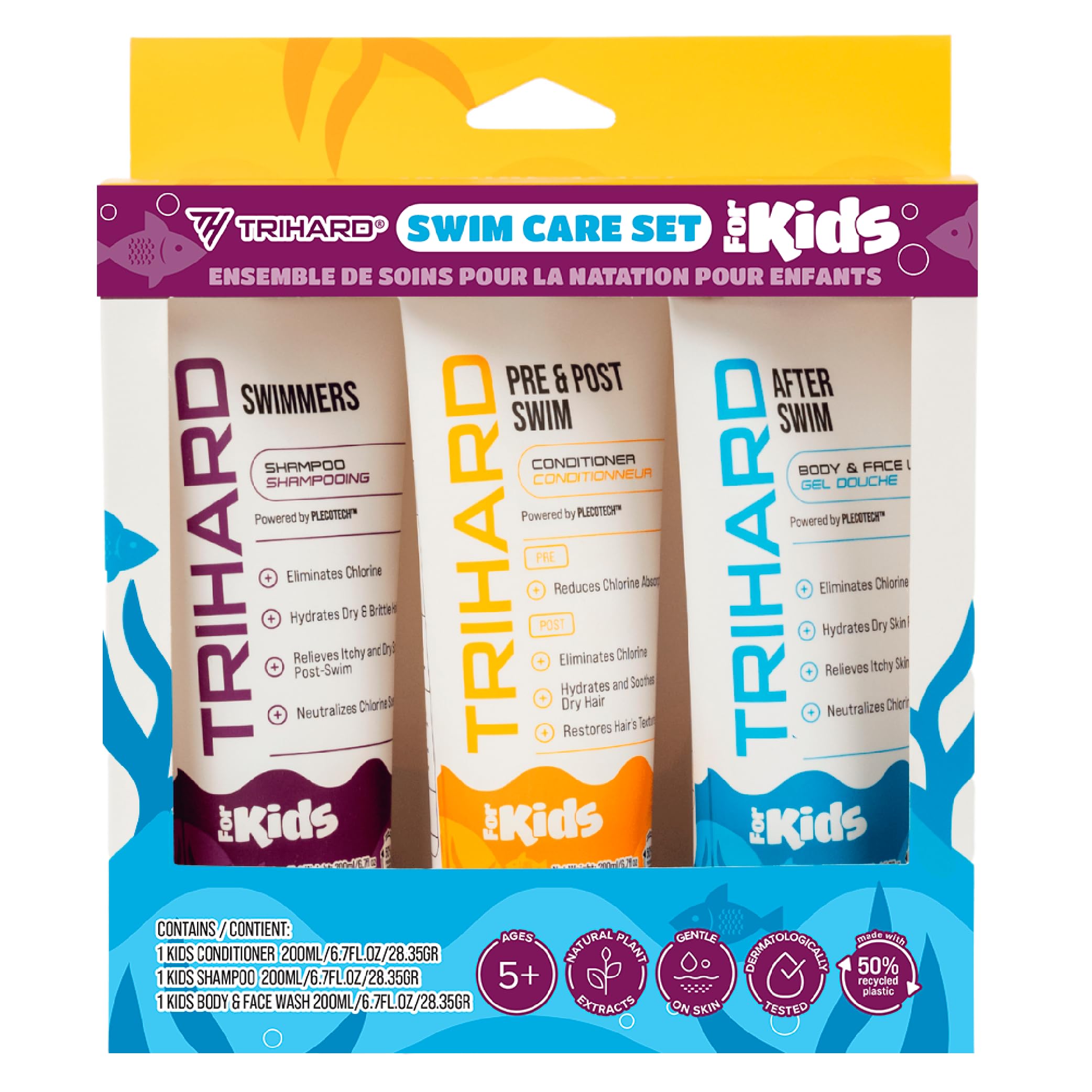 TRIHARD Kids Swim Shampoo pre-swim protection for delicate hair.