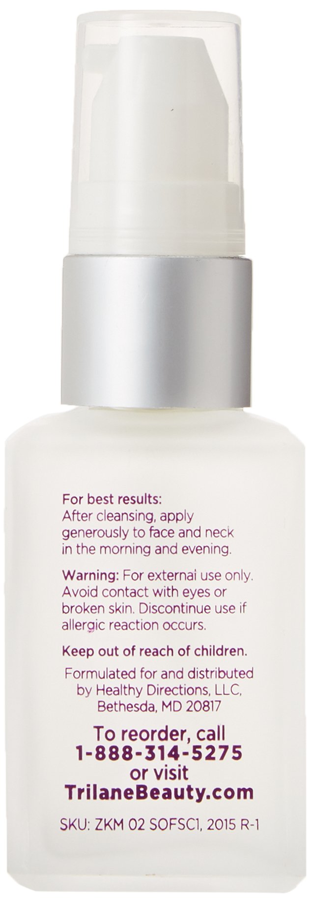 Trilane Squalane moisturizer ingredients list close-up emphasizing clean formula.