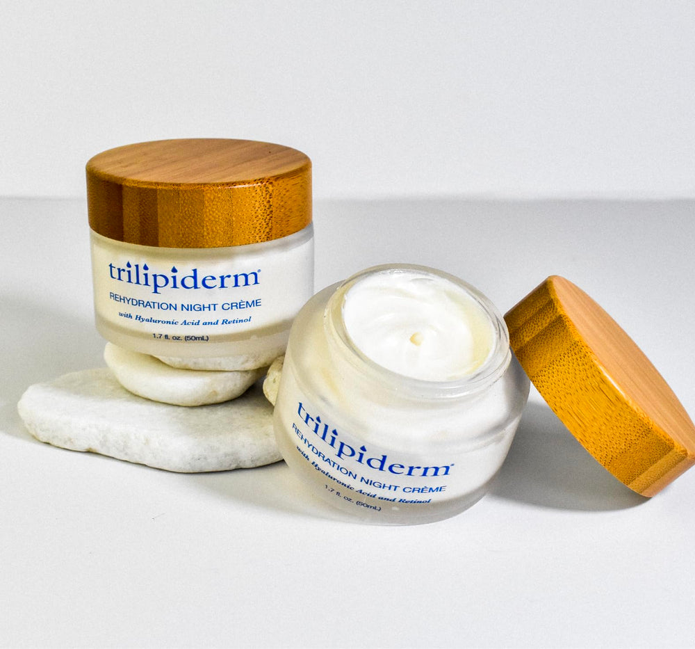 Trilipiderm Packaging and label signal premium nighttime skincare routine