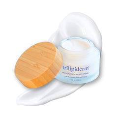 Trilipiderm Rehydration Night Crème bottle shows non-greasy hydration