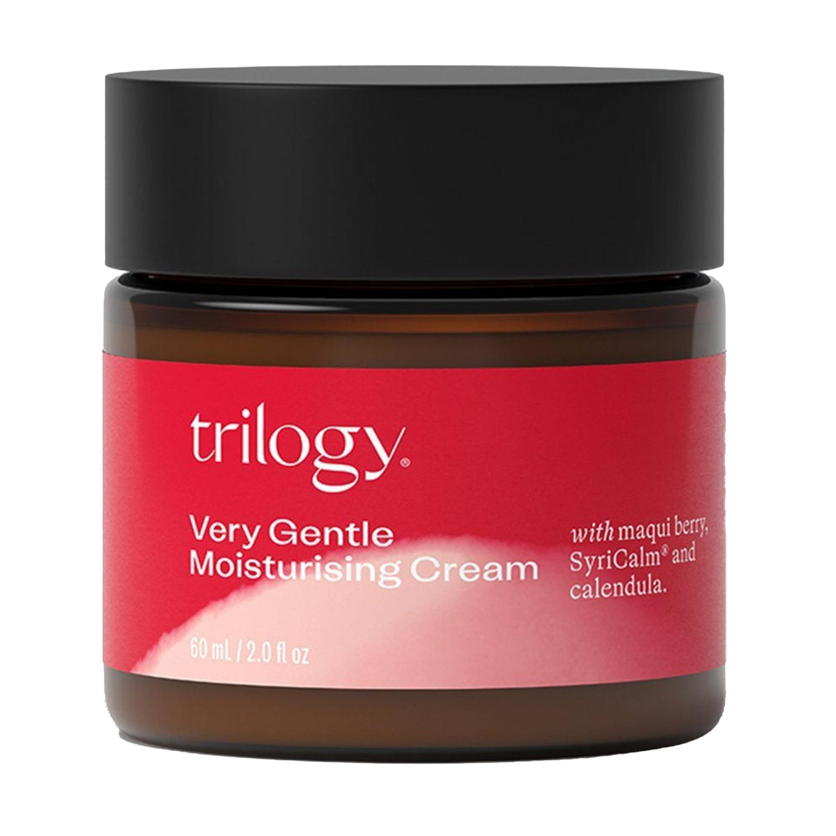 Crème Trilogy très douce en flacon, apaise les peaux sensibles et hydrate en douceur