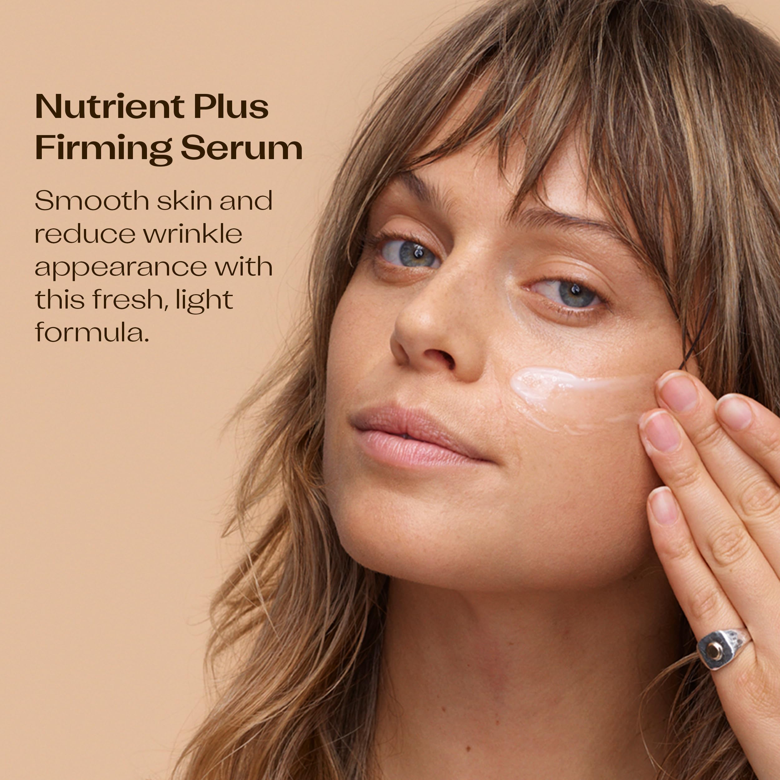 Trilogy Nutrient Plus Serum applied for hydration and subtle plump.
