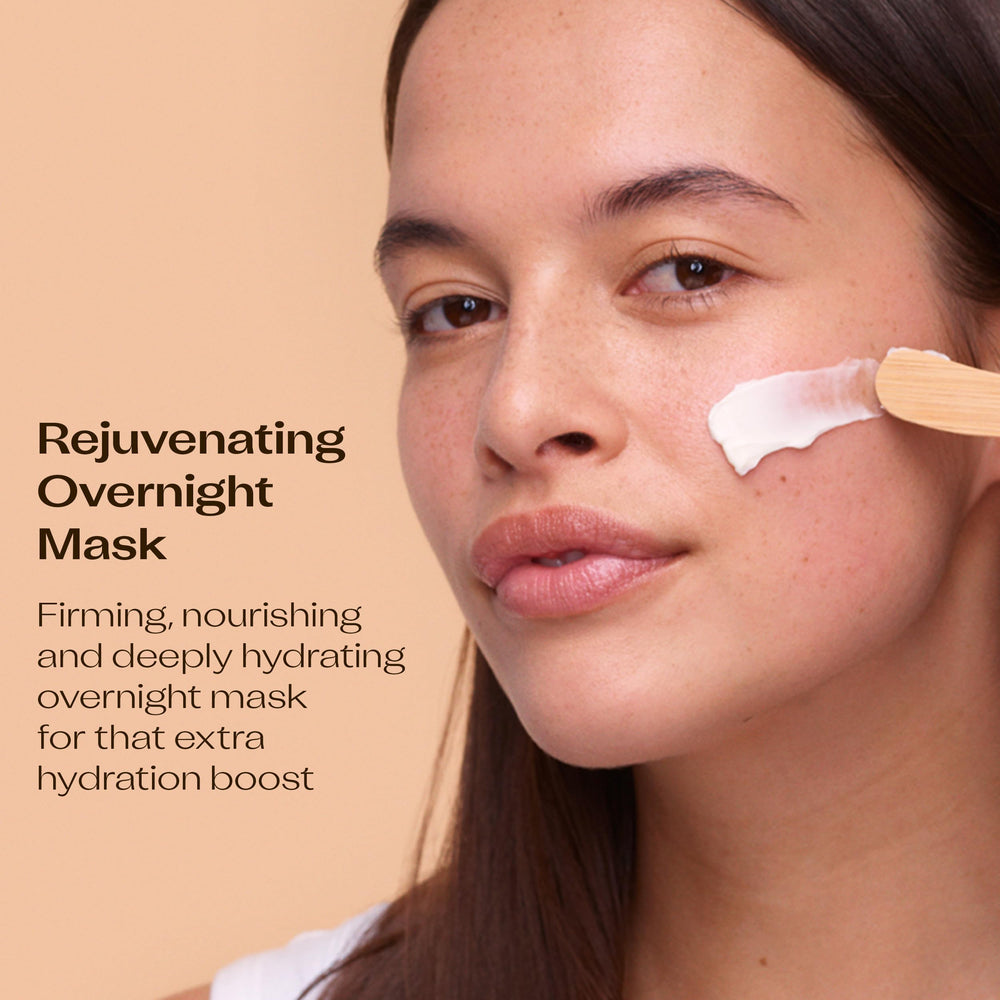 Trilogy overnight mask cream texture close-up, velvety and hydrating.