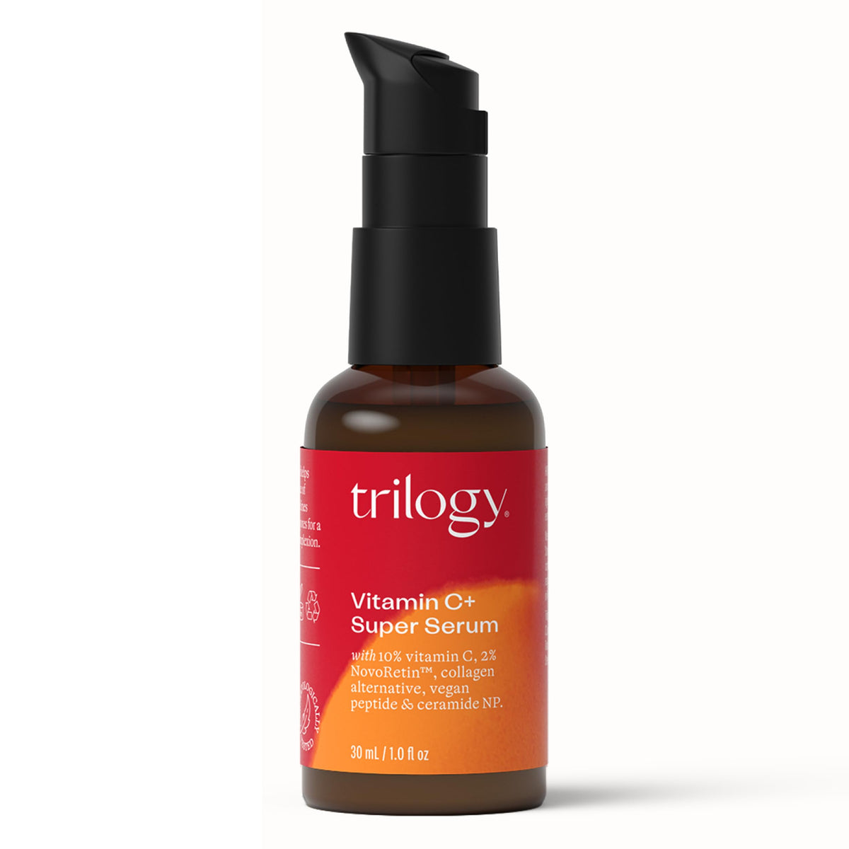 Trilogy Vitamin C Serum bottle close-up for radiant skin.