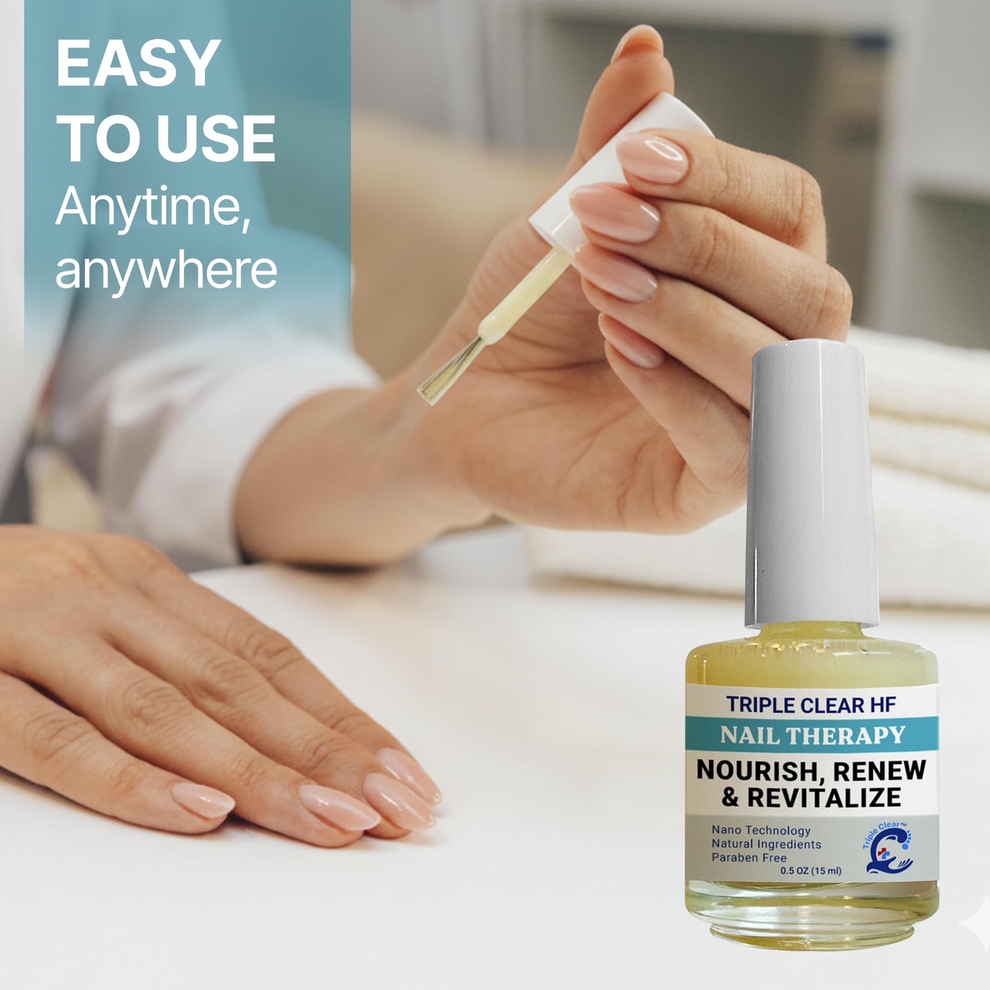 Plant-based formula from Triple Clear HF keeps nails safe for everyday care.