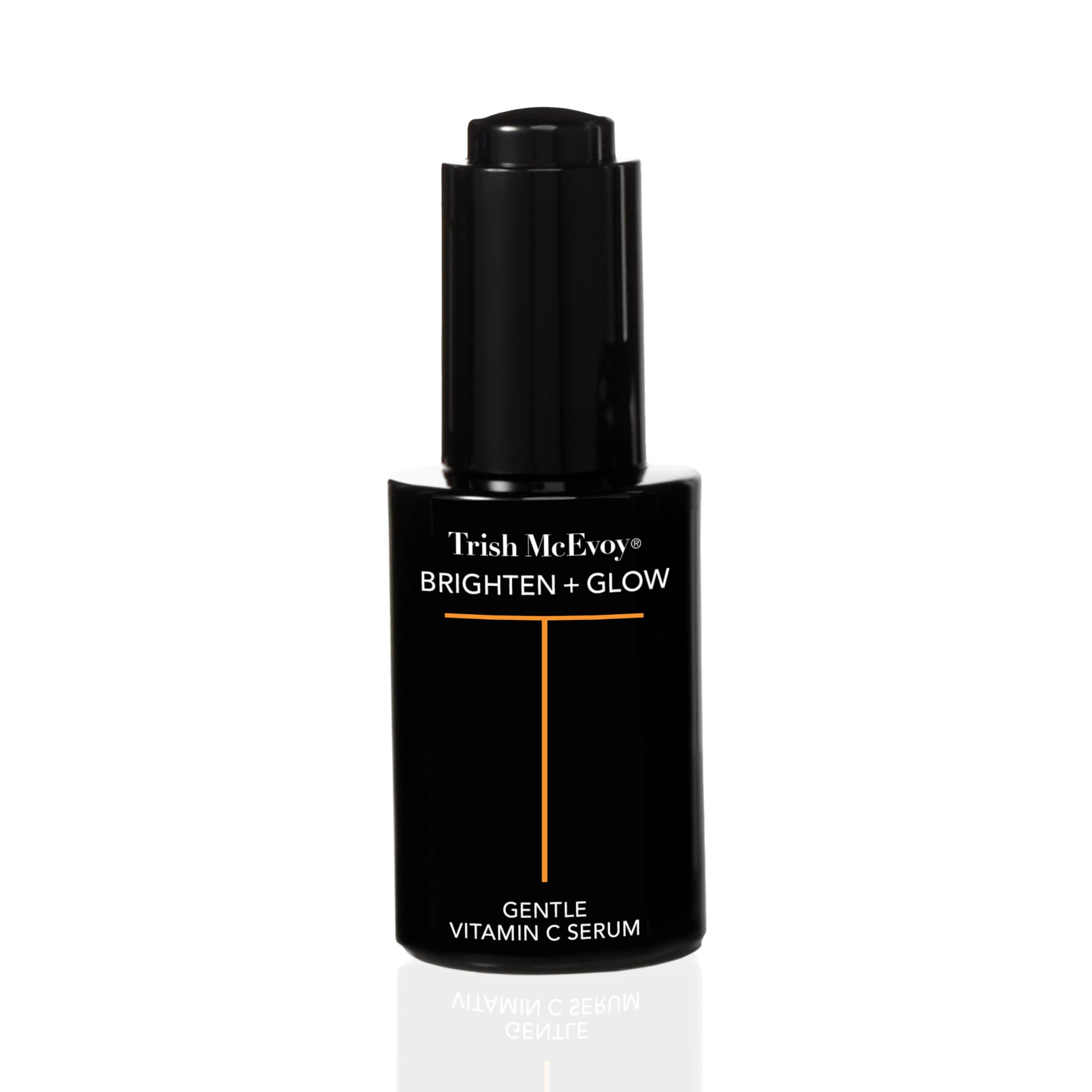 Trish McEvoy Brighten and Glow serum bottle provides lightweight hydration for radiant, even skin.