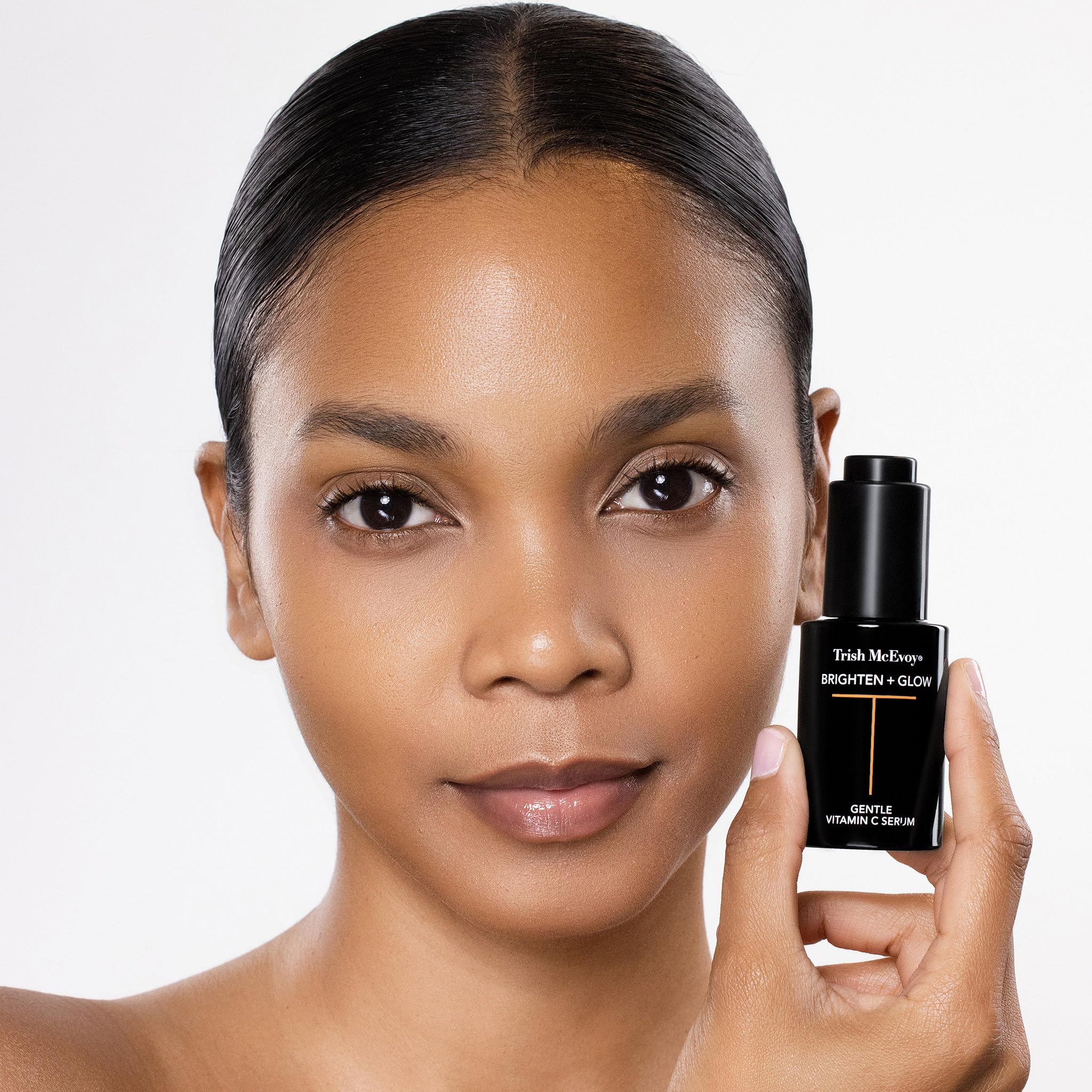 Trish McEvoy Brighten and Glow serum packaging emphasizes premium design and daily use.