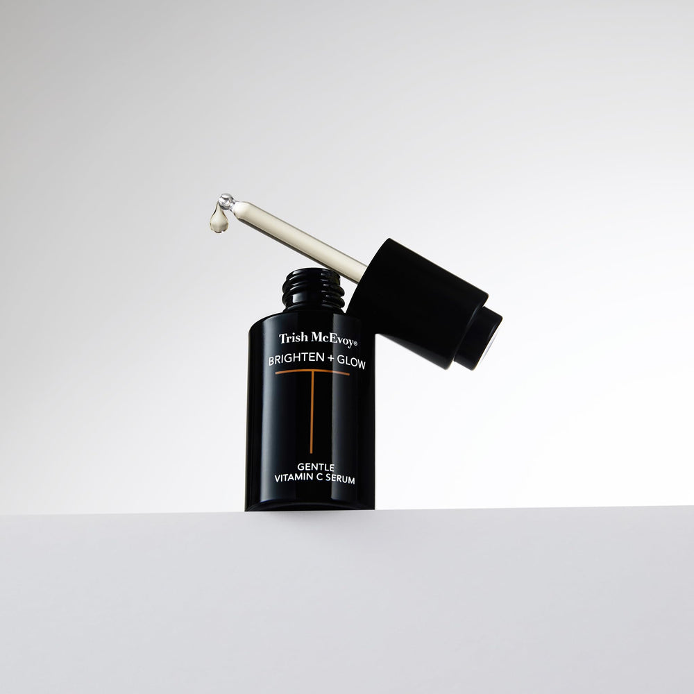 Trish McEvoy Brighten and Glow serum texture swatch shows smooth application.