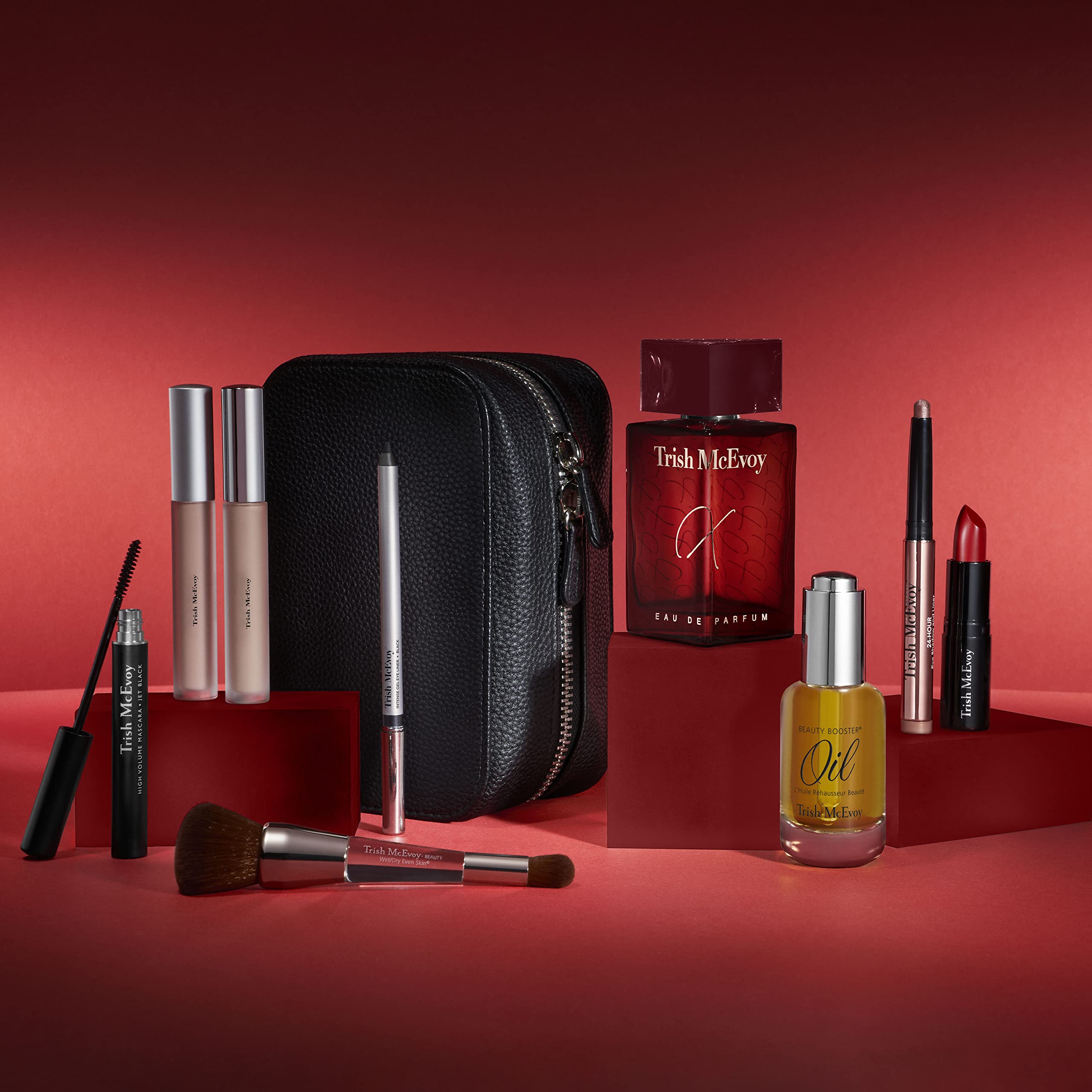 Trish McEvoy Fragrance X cap and amber tone create a luxe scent moment.