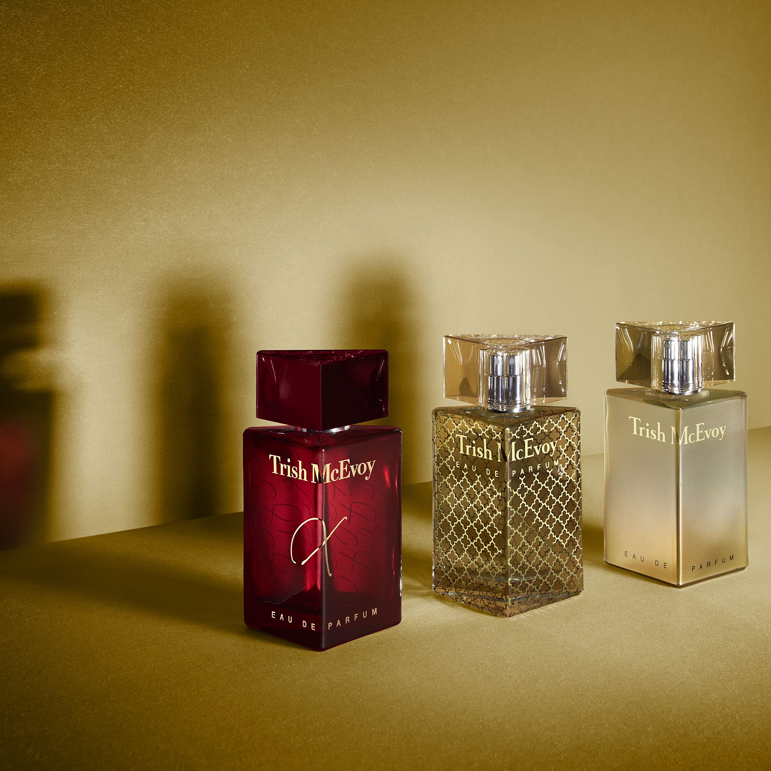 Trish McEvoy Fragrance X label detail showcases premium packaging and fragrance story.