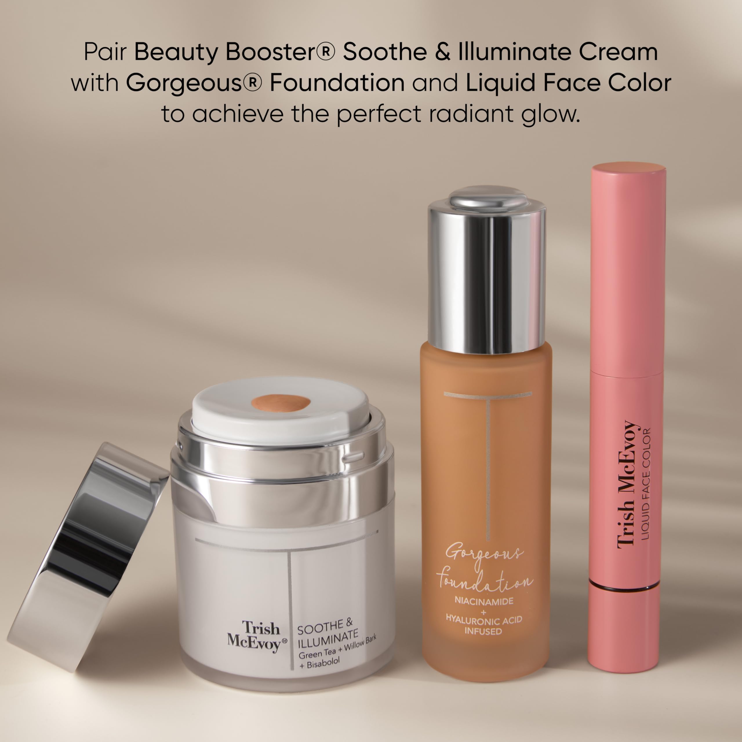 Trish McEvoy Gorgeous Foundation 2FN packaging closeup for travel-ready design