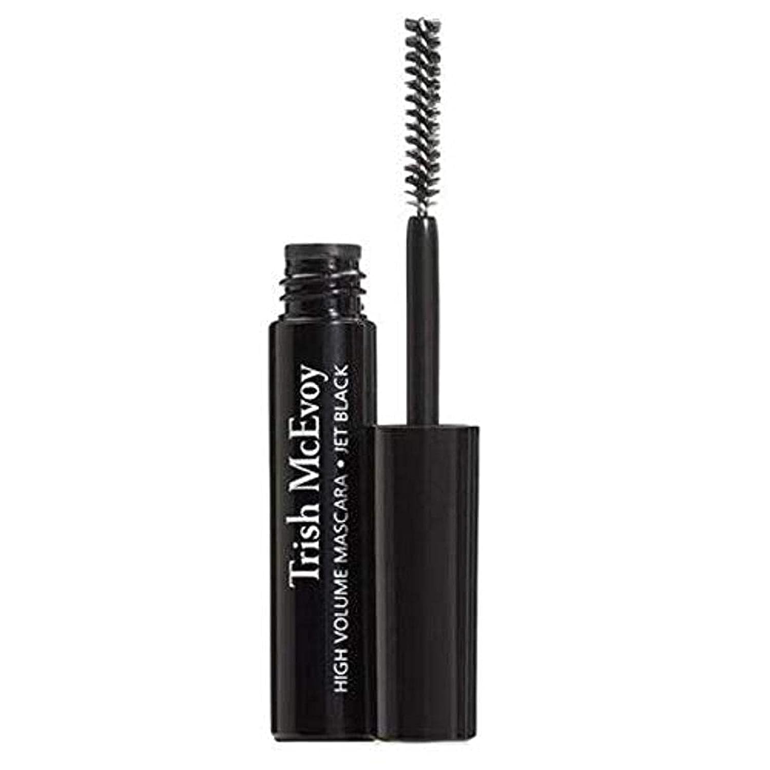 Trish McEvoy High Volume Mascara bottle displaying jet black formula for lasting impact.