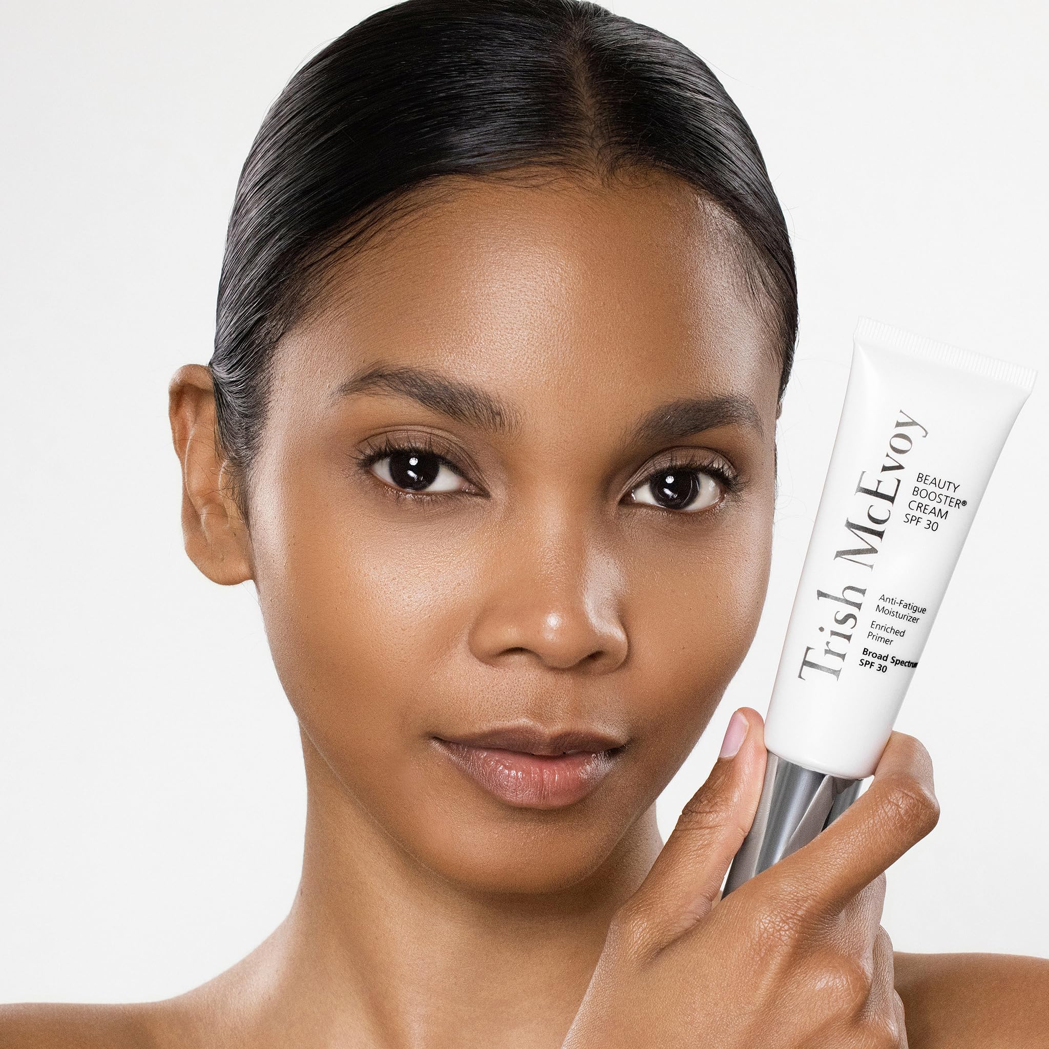 Trish McEvoy Shield Cream SPF 30 label highlights sun protection and versatility