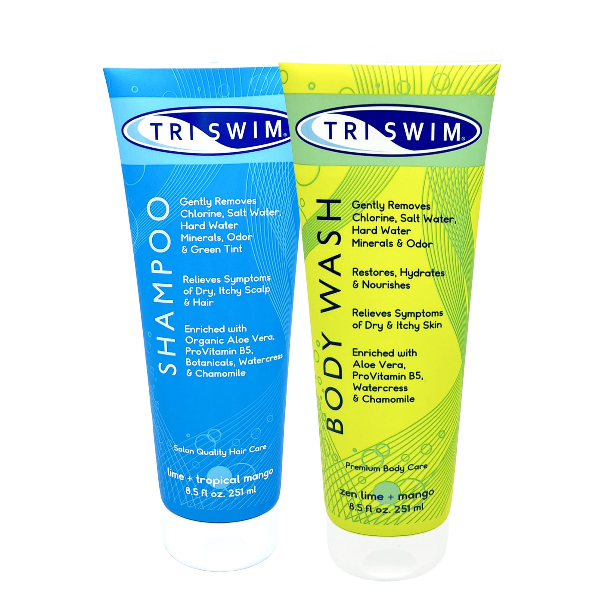 TRISWIM chlorine removal body wash bottle for refreshed, hydrated skin after swimming.