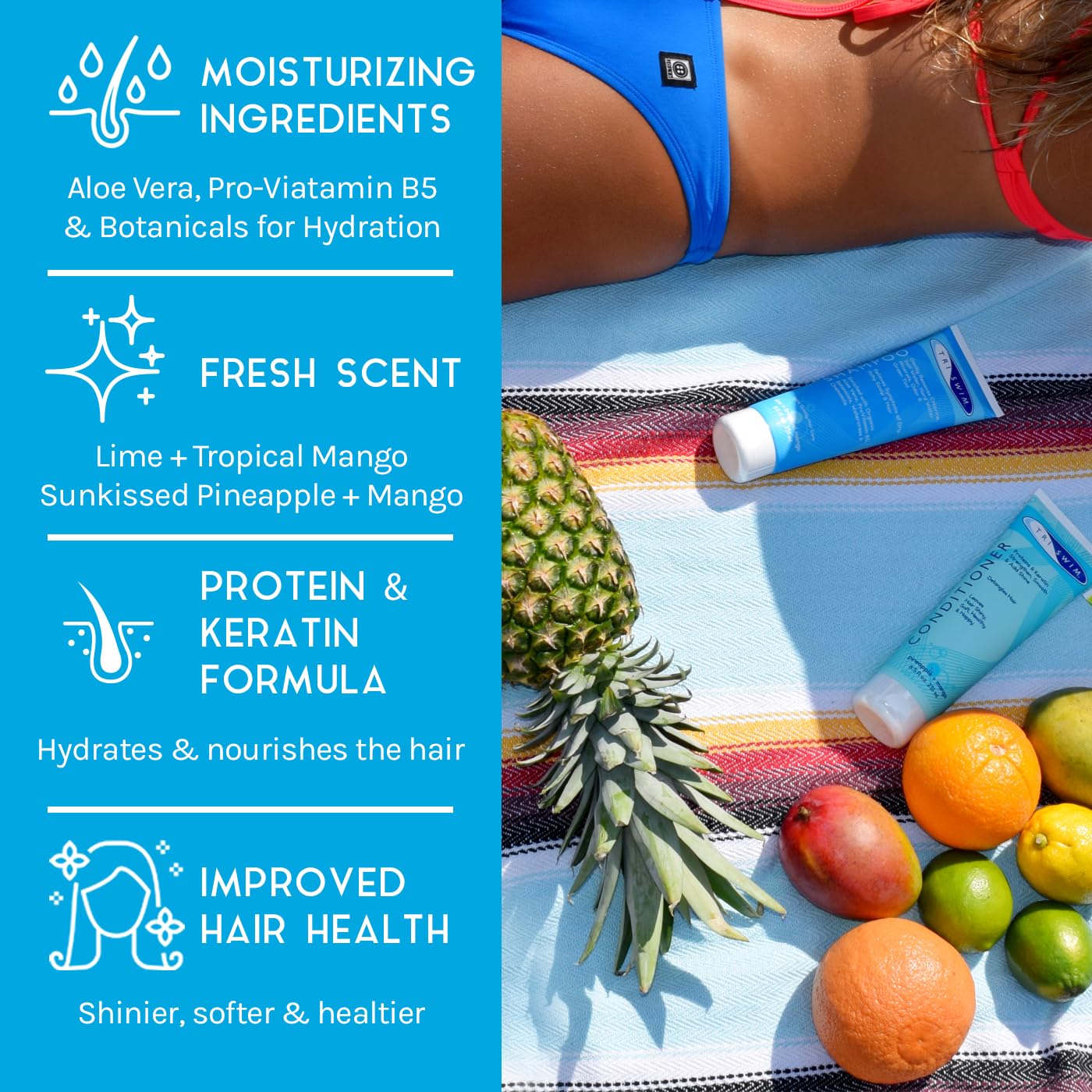 TRISWIM chlorine-out conditioner tube for swimmers, smooth hair